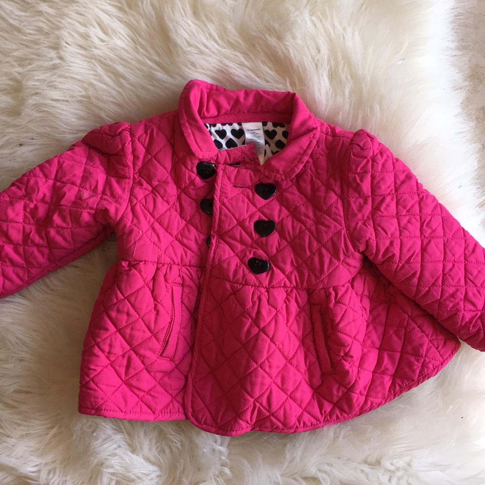 Baby pink jacket with Black hearts in the inside